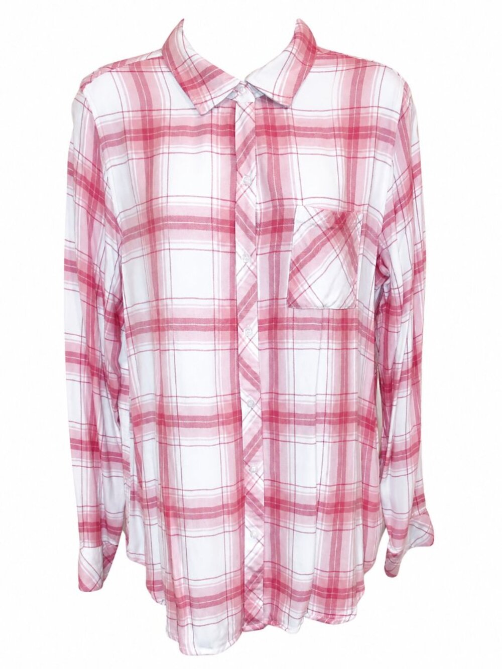 Well Worn Pink & White Plaid Button-Down Shirt | Size Small